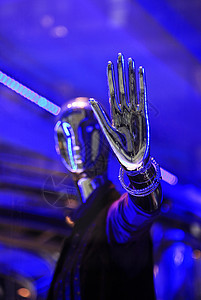 哑身体衣服套装蓝色手镯女士艺术塑料橱窗背景图片