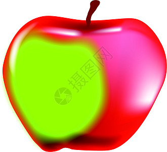 红和绿苹果绘画水果插图白色小吃绿色诱惑食物图片