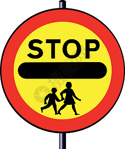 停止儿童签名警察红色穿越交通限制孩子女士路标插图路口图片