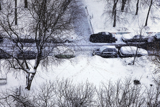 白雪街街道雪花窗户住宅降雪房子天气白色车辆图片