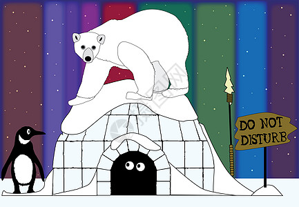 北极光寒冬蓝色温度入口企鹅鱼叉北极熊冰屋苔原季节图片