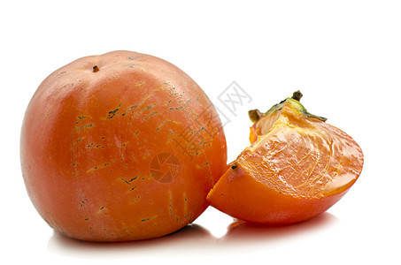 Persimmon 双环西蒙水果食物白色背景图片
