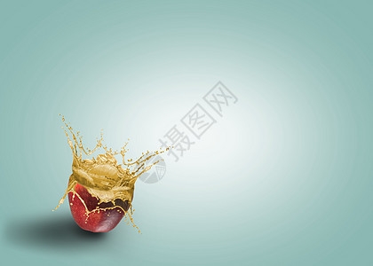 鲜汁从苹果中涌出运动活力果汁食物饮食飞溅洗涤液体气泡生活图片