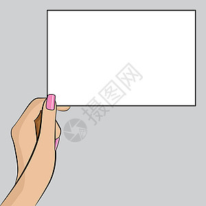 PopArt 用一张纸展示手语插图女士蓝色艺术女性美甲指甲女孩边界漫画图片