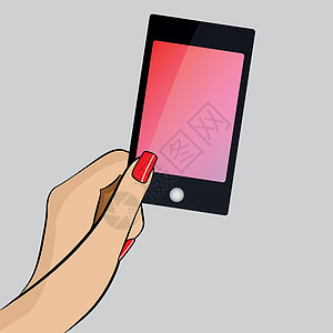Pop Art 手用平板电脑的插图药片女性商业抛光手机屏幕指甲艺术漫画笔记本图片