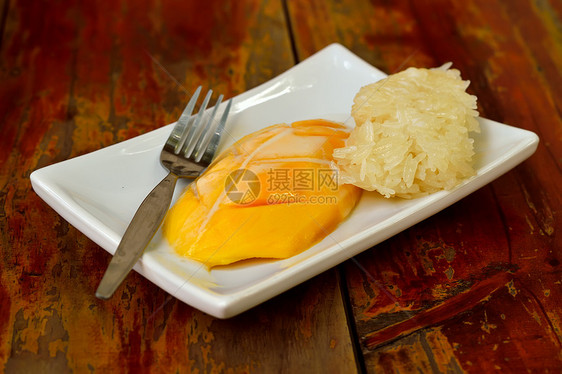 芒果粘糊饭美食盘子甜点传统烹饪食物图片