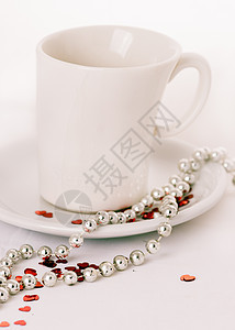 有爱的咖啡盘子甜点庆典珍珠花束展示工作室蛋糕食物小吃图片