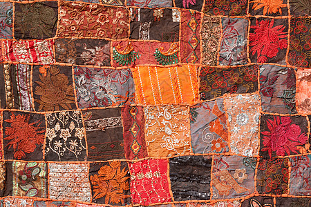 印地安拼布地毯棕色正方形粉色毯子工艺品纹理材料手工业拼接手工图片