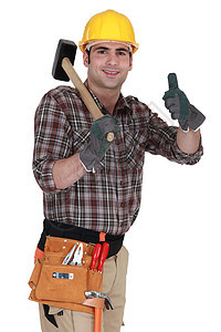 快乐的木匠修理工零售商维修安全男性安全帽头盔领班工人职业图片
