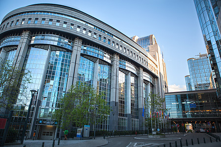 欧洲议会  布鲁塞尔 比利时公园摩天大楼官僚城市玻璃旅行委员会办公室地标蓝色图片