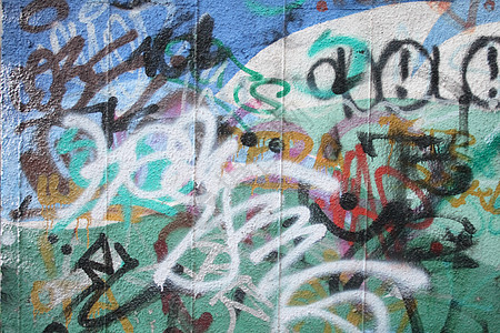 街头街头艺术涂鸦签名滑冰蓝色黄色破坏者青少年城市墙纸作品图片