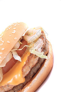 汉堡包种子午餐白色美食芝麻汉堡芝士食物面包图片