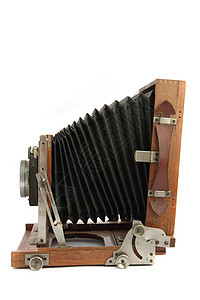 非常老旧的照相机照片市场库存棕色摄影黑色木头白色镜片盒子图片