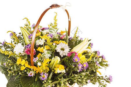 篮子里的鲜花婚礼订婚菊花植物群花瓶妈妈雏菊花束紫色花瓣图片