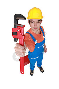 手工匠持打屁股的安全安全帽管道工匠工人技术员服务装修工艺职业图片