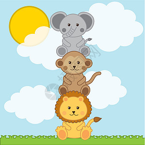 婴儿幼动物插图艺术野生动物荒野动物快乐动物园团体天空狮子图片
