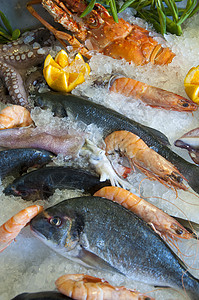 海食盘子乌贼美食海洋贝类餐厅章鱼橙子市场柠檬图片