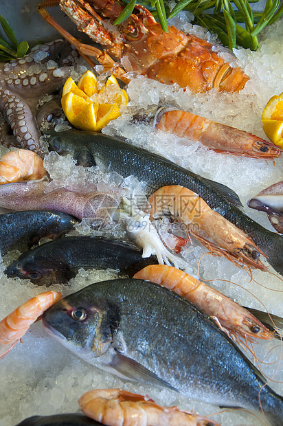 海食盘子乌贼美食海洋贝类餐厅章鱼橙子市场柠檬图片