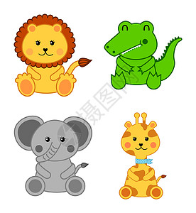 包婴儿婴儿幼动物收藏夹子动物哺乳动物团体动物园吉祥物野生动物微笑热带插画