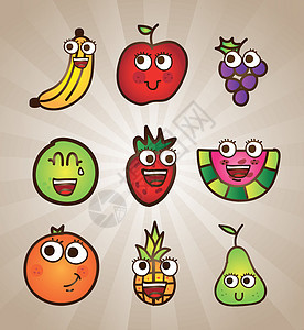 水果矢量季节食物手绘艺术绘画西瓜菠萝香蕉插图动画片图片