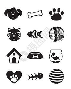 宠物图标插图羊毛犬类收藏小猫猫科徽章食物盘子哺乳动物图片