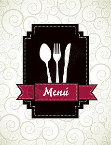 菜单矢量用餐叉勺食物标签创造力框架卡片午餐菜肴模板图片