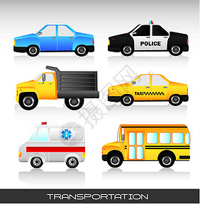 汽车向量校车阴影出租车卡车货车情况轿车交通警察卡通片背景图片