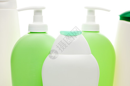白色隔离的化妆品容器按摩营销塑料液体温泉瓶子喷涂工作室泡沫身体图片