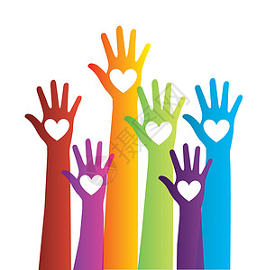 色彩多彩的双手合作社会联盟社区拇指机构伙伴公司团队志愿者图片