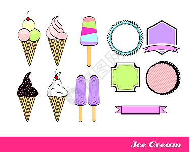 冰淇淋巧克力甜点夹子漩涡卡片短号小吃孩子口味装饰图片
