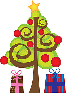 圣诞树插图装饰品丝带季节薄片雪花展示夹子星星庆典图片