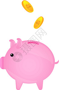 小猪收益飞行利润商业反射贷款投资安全绘画插图图片