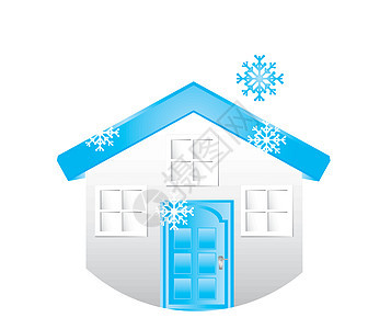 居内窗户蓝色住宅艺术财产建筑房子烟囱卡通片雪花图片