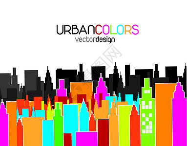 城市颜色绿色人群黑色建筑学地标商业橙子粉红色摩天大楼蓝色图片