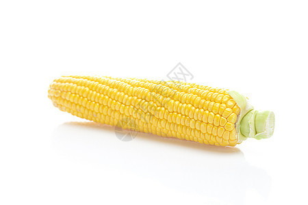 白上孤立的成熟黄玉米绿色水果叶子丝绸场地食物蔬菜耳朵内核棒子图片