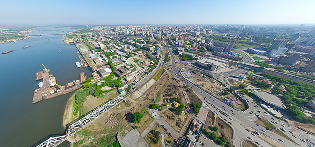 空中城市风景蓝色天空商业全景市中心场景天线旅行办公室背景图片