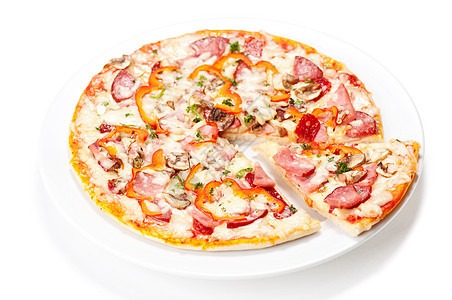 美味的意大利辣椒尼披萨面团香肠餐厅营养洋葱胡椒宏观馅饼圆圈美食图片