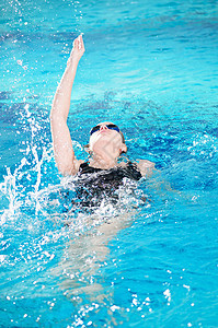 游泳游泳中游泳相会后冲力量运动竞争套装潜水泳装风镜领导者蓝色游泳衣图片