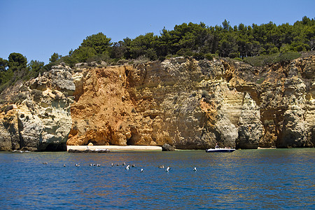 美丽的海岸线海岸悬崖侵蚀蓝色勘探岩石边缘海浪海洋洞穴图片