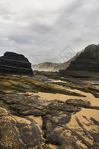 Castelejo海滩海岸旅游天空海岸线苔藓悬崖支撑场景海洋岩石图片