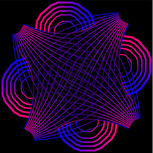 黑色背景几何线矢量艺术运动失真几何图标线条漩涡插图旋转粉红色涡流图片