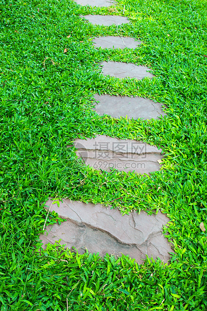 花园的石路院子人行道路线脚步石板草皮后院途径瓷砖岩石图片