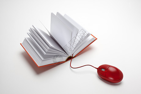 因特网书籍对象用品互联网家居商业隐喻白色鼠标背景红色图片