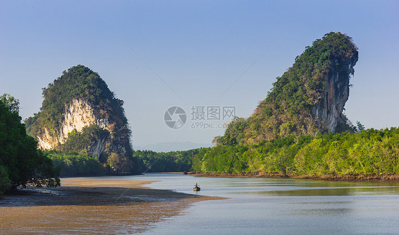 克拉比湾岸边的山丘风景寺庙悬崖海岸海滩海景场景海洋热带支撑图片