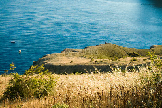 黑海衬套银行金子树木阴影山沟阳光日落山腰爬坡图片