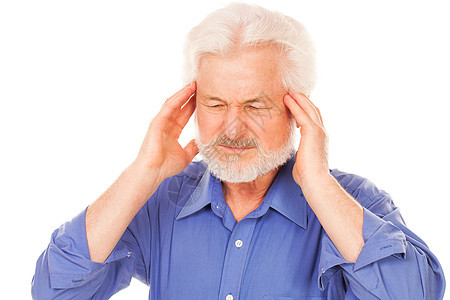 头头痛的英俊老人胡须头发祖父压力灰色胡子老年男性疼痛男人图片
