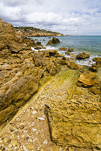 阿尔布费拉 阿尔加尔夫岩石旅行海滩海岸线悬崖地平线支撑海浪阳光海岸图片