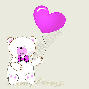 灰色泰迪熊带补丁童年友谊快乐毛皮插图素描卡片幸福问候语孩子图片