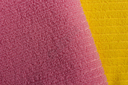 特里毛巾帆布织物宏观按摩亚麻棉布粉色麻布纤维黄色图片
