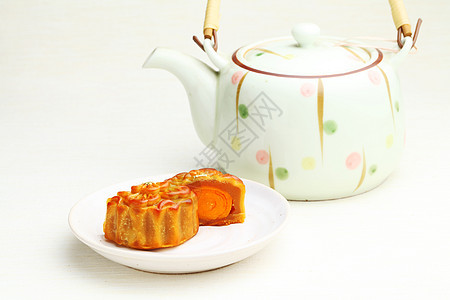 带茶壶的月饼杯子美食文化月亮庆典季节食物面包礼物传统图片